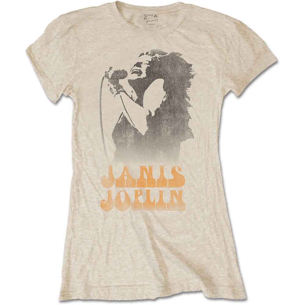 JANIS JOPLIN - WORKING THE MIC - Ladies T-Shirt Neutral