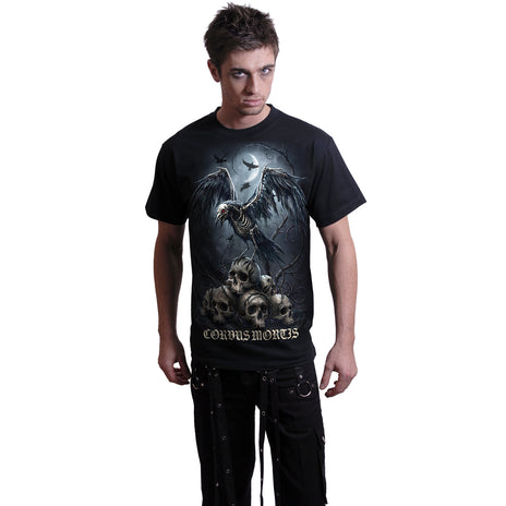CORVUS MORTIS  - Camiseta con estampado en la parte delantera, negra