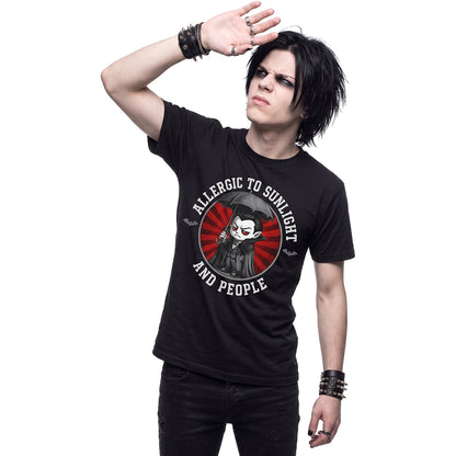 ALERGIAS - Camiseta con estampado en la parte delantera, negra
