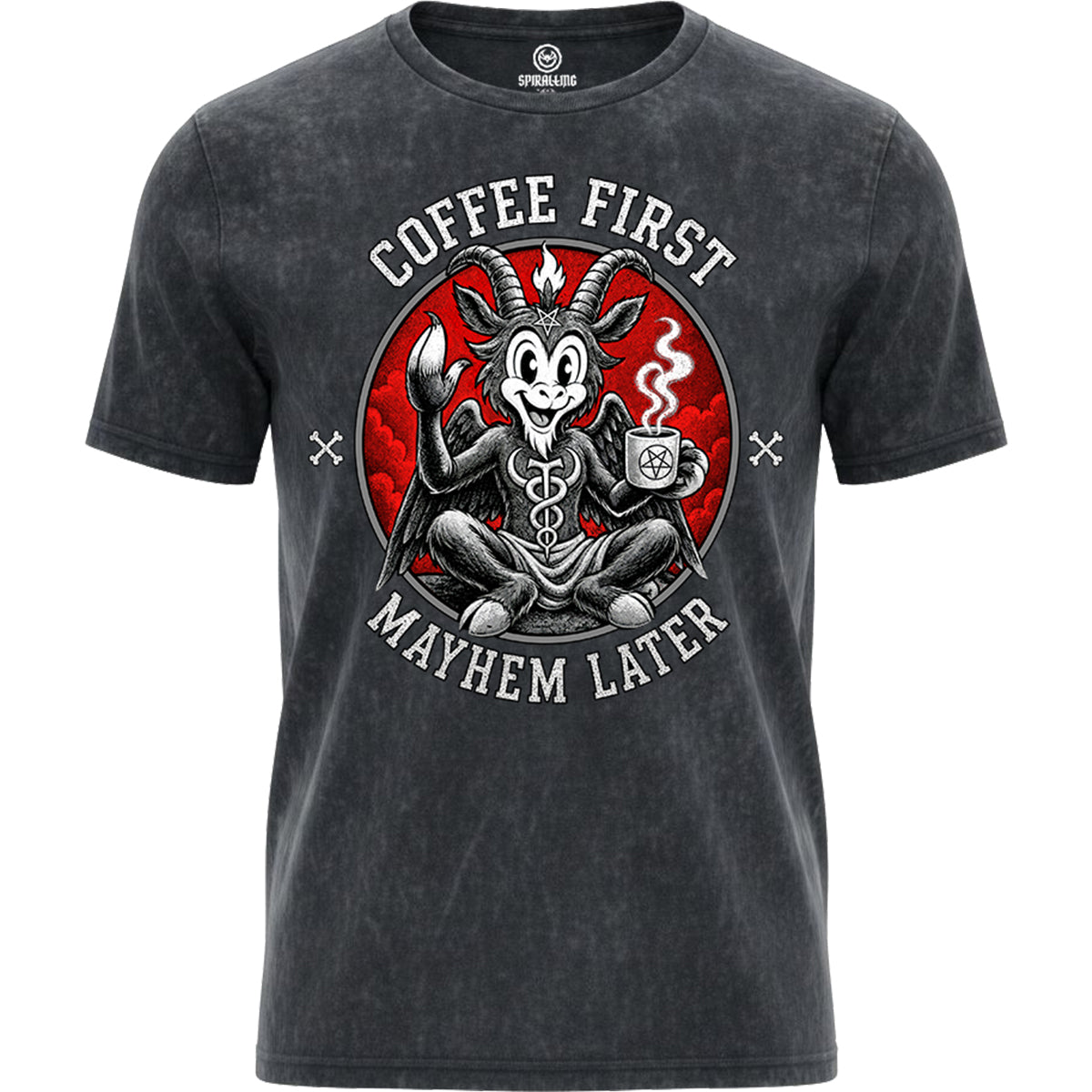 COFFEE AND MAYHEM  - Camiseta con lavado ácido
