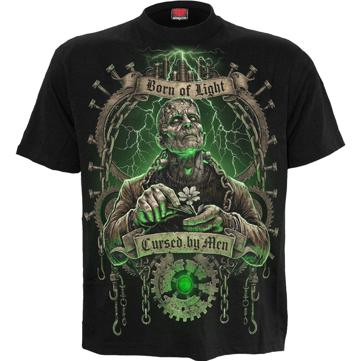 CURSED BY MEN - Camiseta con estampado en la parte delantera, negra