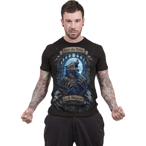 FEAR THE BEAST - Camiseta con estampado en la parte delantera, negra