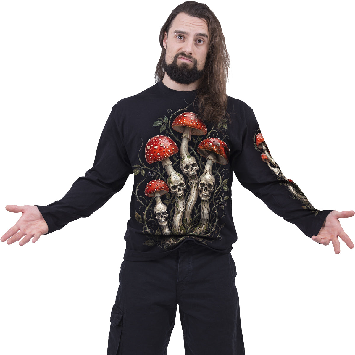 SHROOMS - Camiseta de manga larga negra
