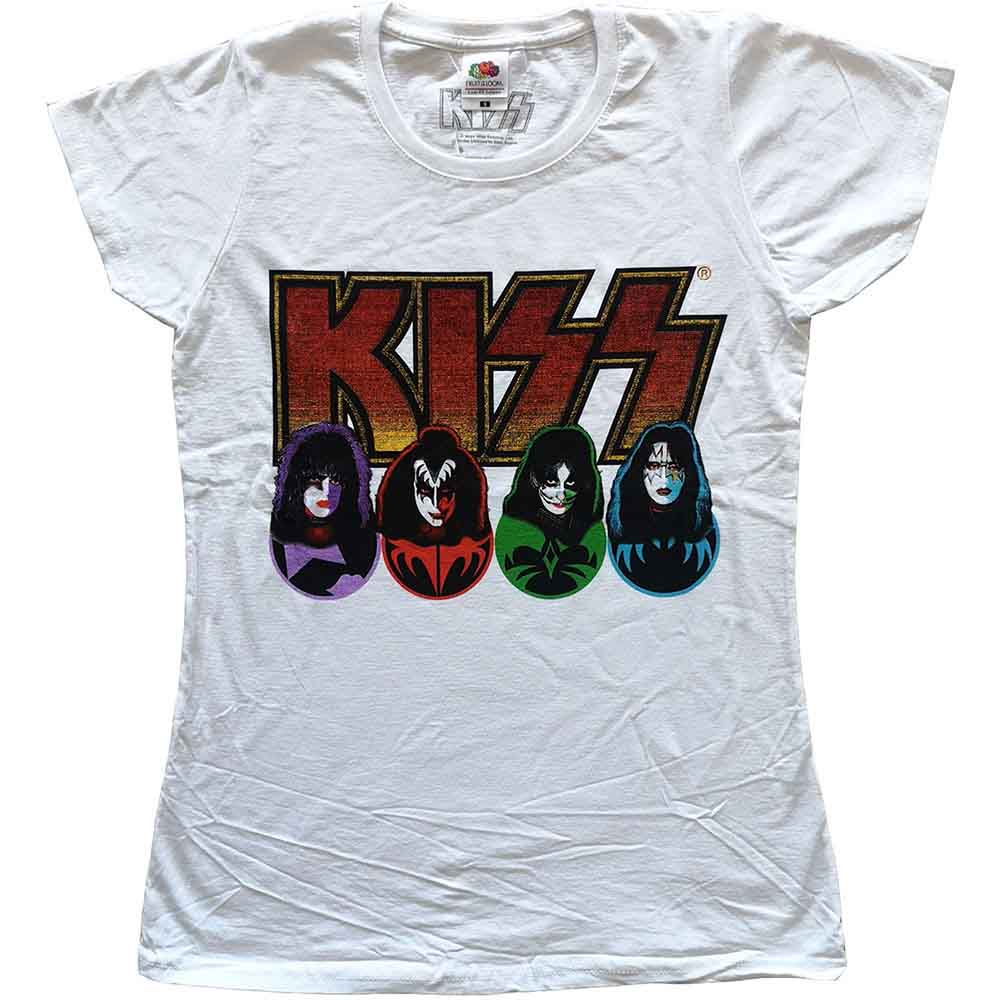 KISS - LOGO, FACES & ICONS - Ladies T-Shirt White
