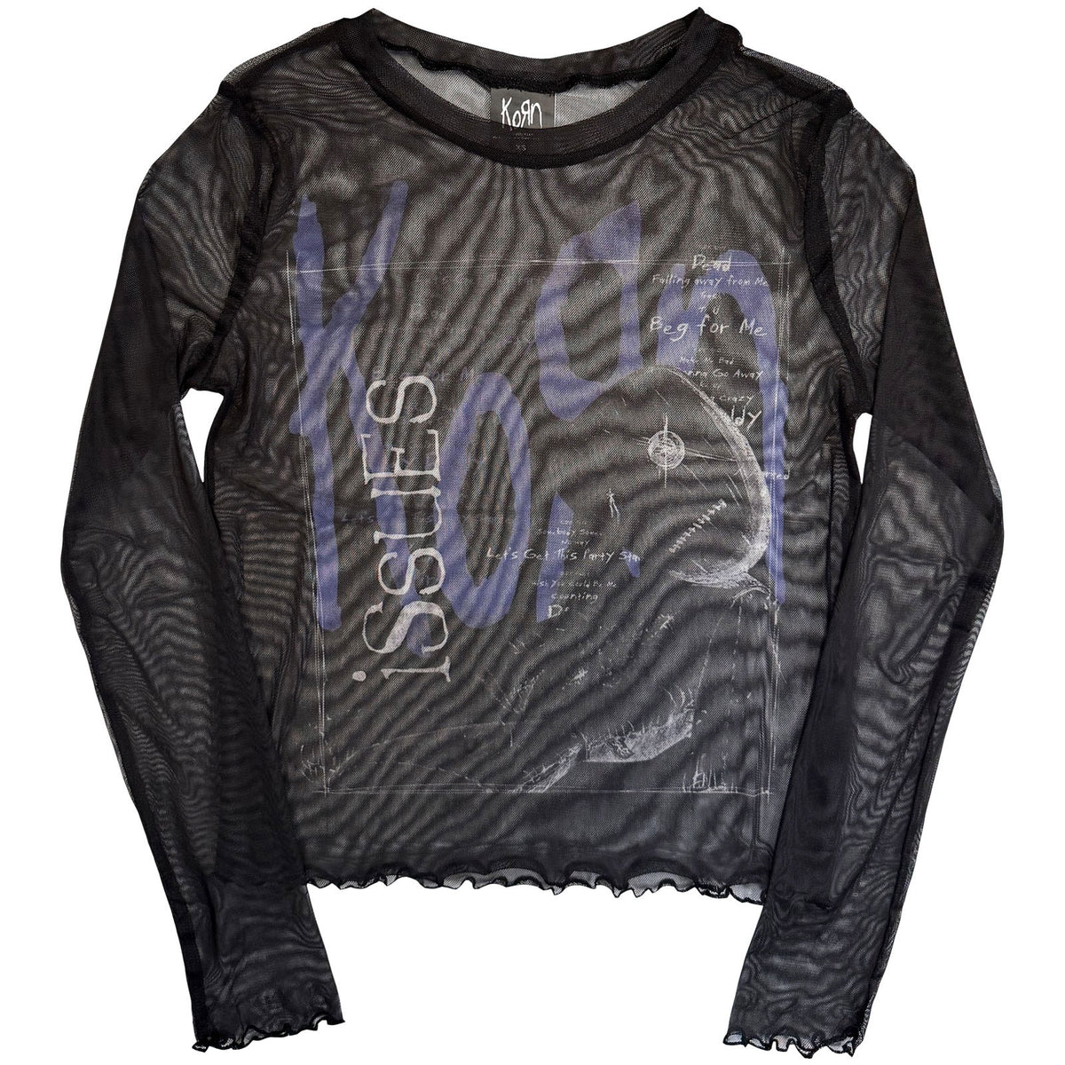 KORN - ISSUES A BOX - Ladies Long Sleeve Crop Top Black