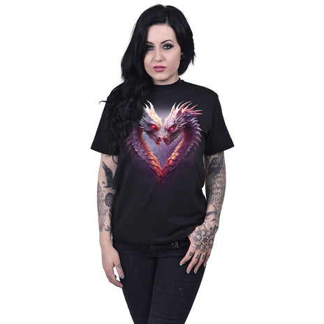 HEART OF DRAGONS - Front Print T-Shirt Black