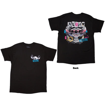 DISNEY - STITCH ALOHA COLLAGE - T-Shirt Black