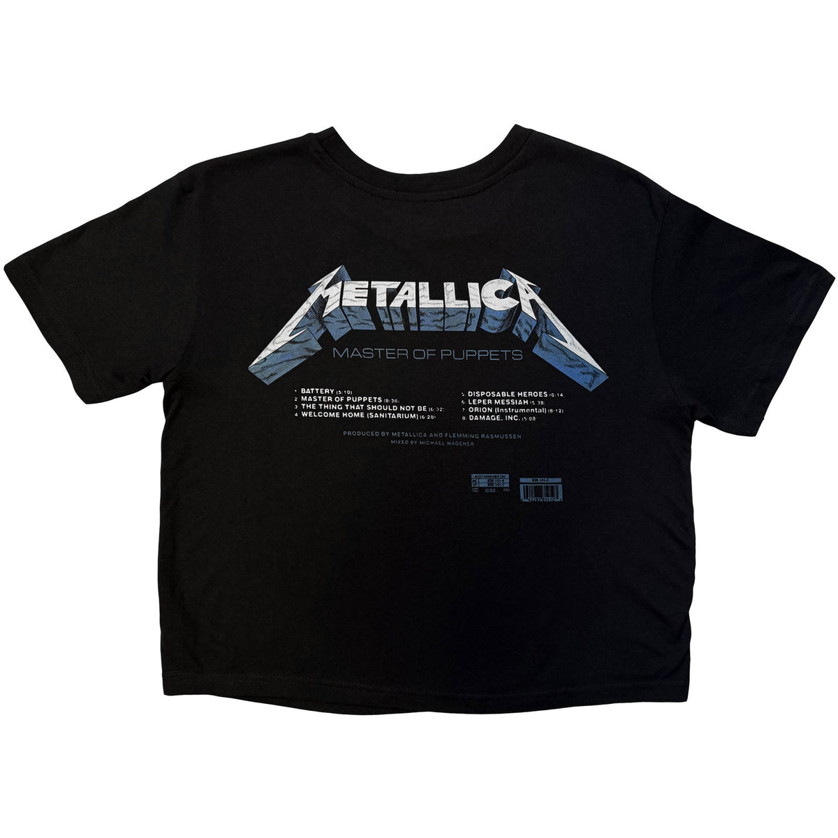 METALLICA - MASTER OF PUPPETS TRACKS - Ladies Crop Top Black