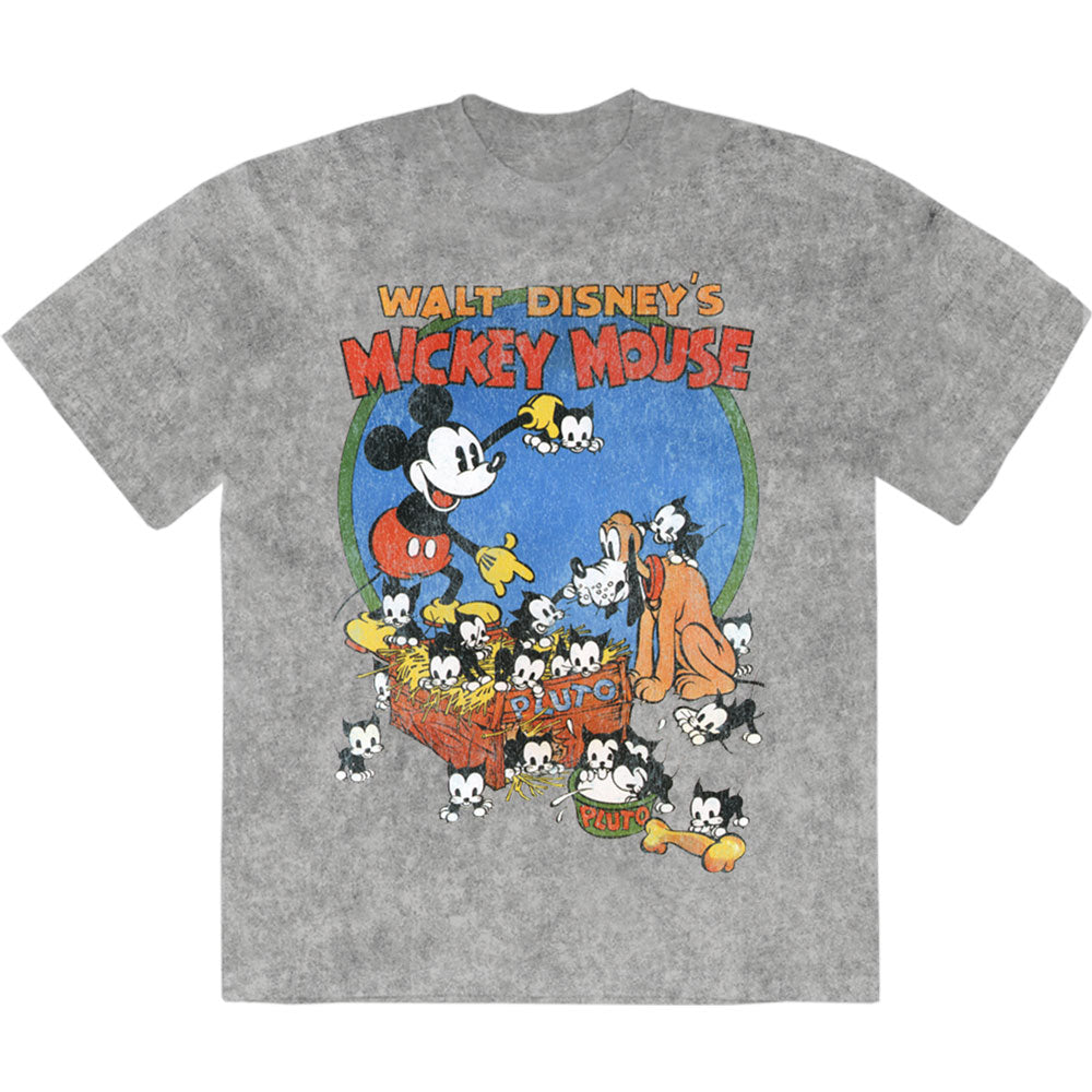 DISNEY - MICKEY CAT BASKET - Stone Wash T-Shirt Grey