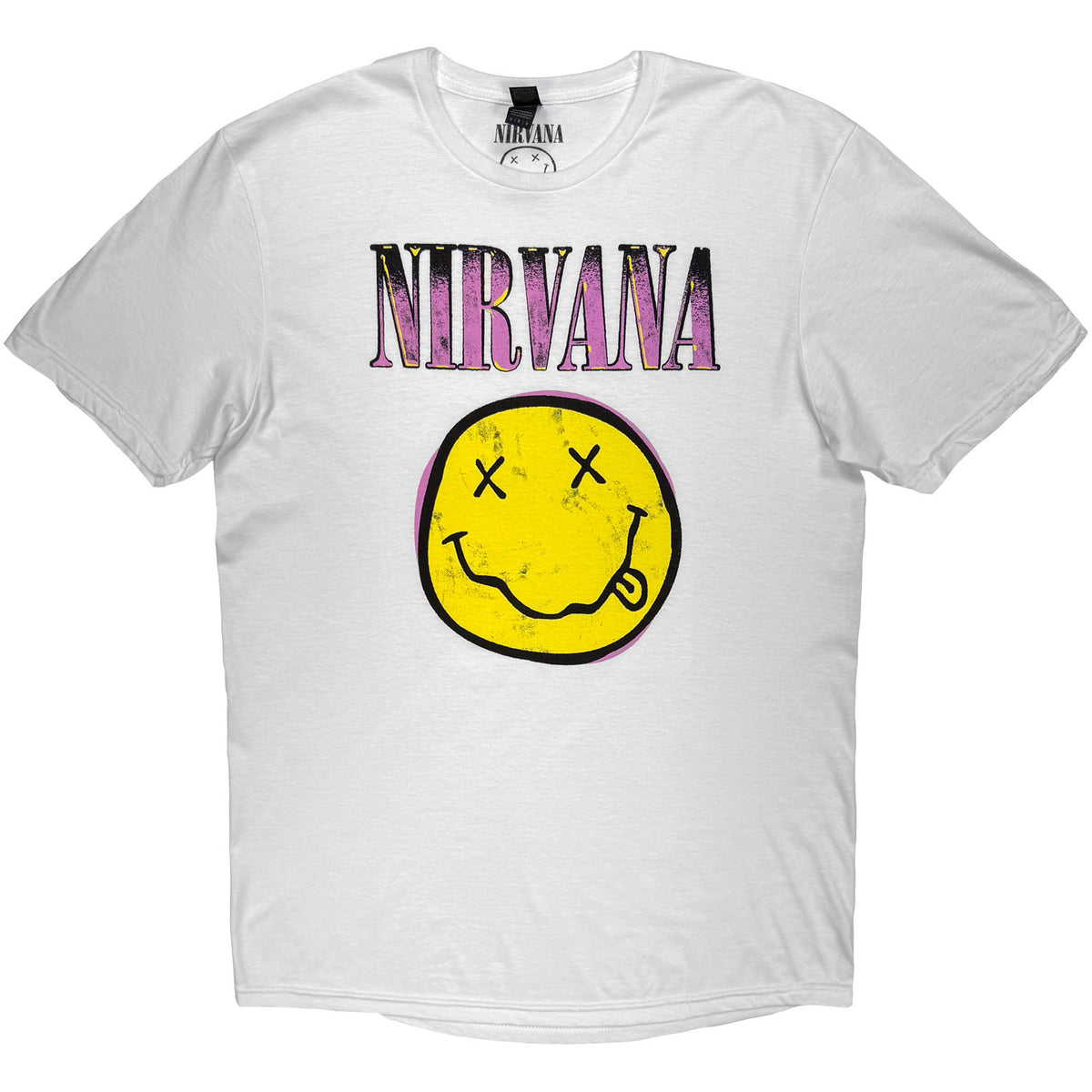 NIRVANA - XEROX HAPPY FACE PINK - T-Shirt White