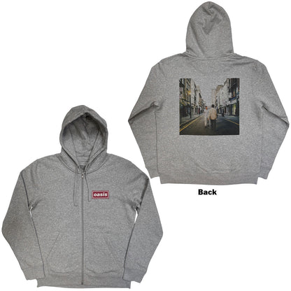 OASIS - WHAT'S THE STORY RED LOGO - Zipped Hoodie Grey