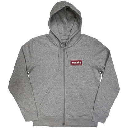 OASIS - WHAT'S THE STORY RED LOGO - Zipped Hoodie Grey