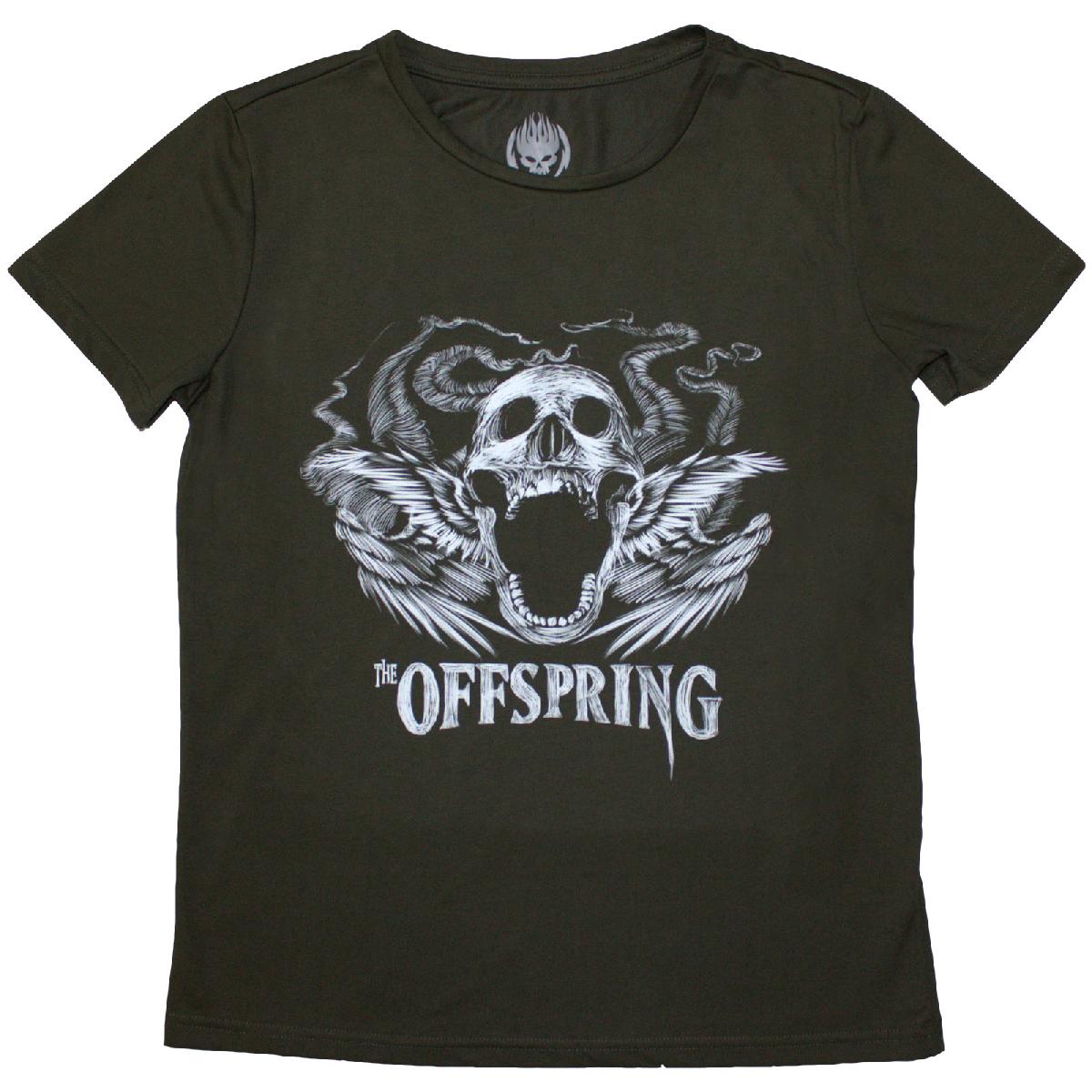 THE OFFSPRING - FEATHERED WINGED SKULL - Ladies T-Shirt Green