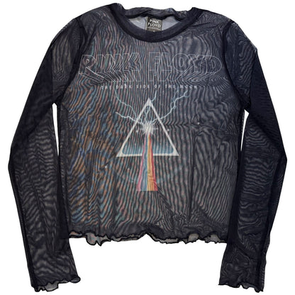 PINK FLOYD - LIGHTNING PRISM - Ladies Long Sleeve Crop Top Blue