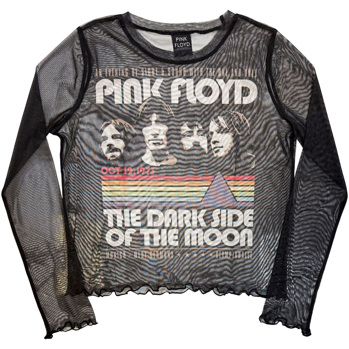 PINK FLOYD - VINTAGE STRIPES - Ladies Long Sleeve Crop Top Black