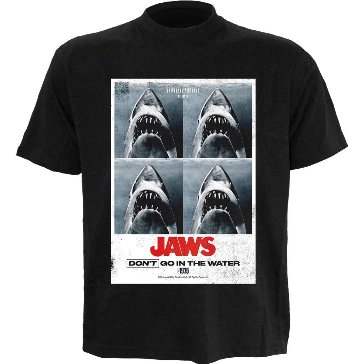 JAWS - DONT GO IN THE WATER - Front Print T-Shirt Black