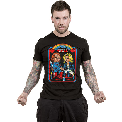 STEVEN RHODES - CHUCKY TE VEO EN EL INFIERNO - Camiseta con estampado frontal Negro