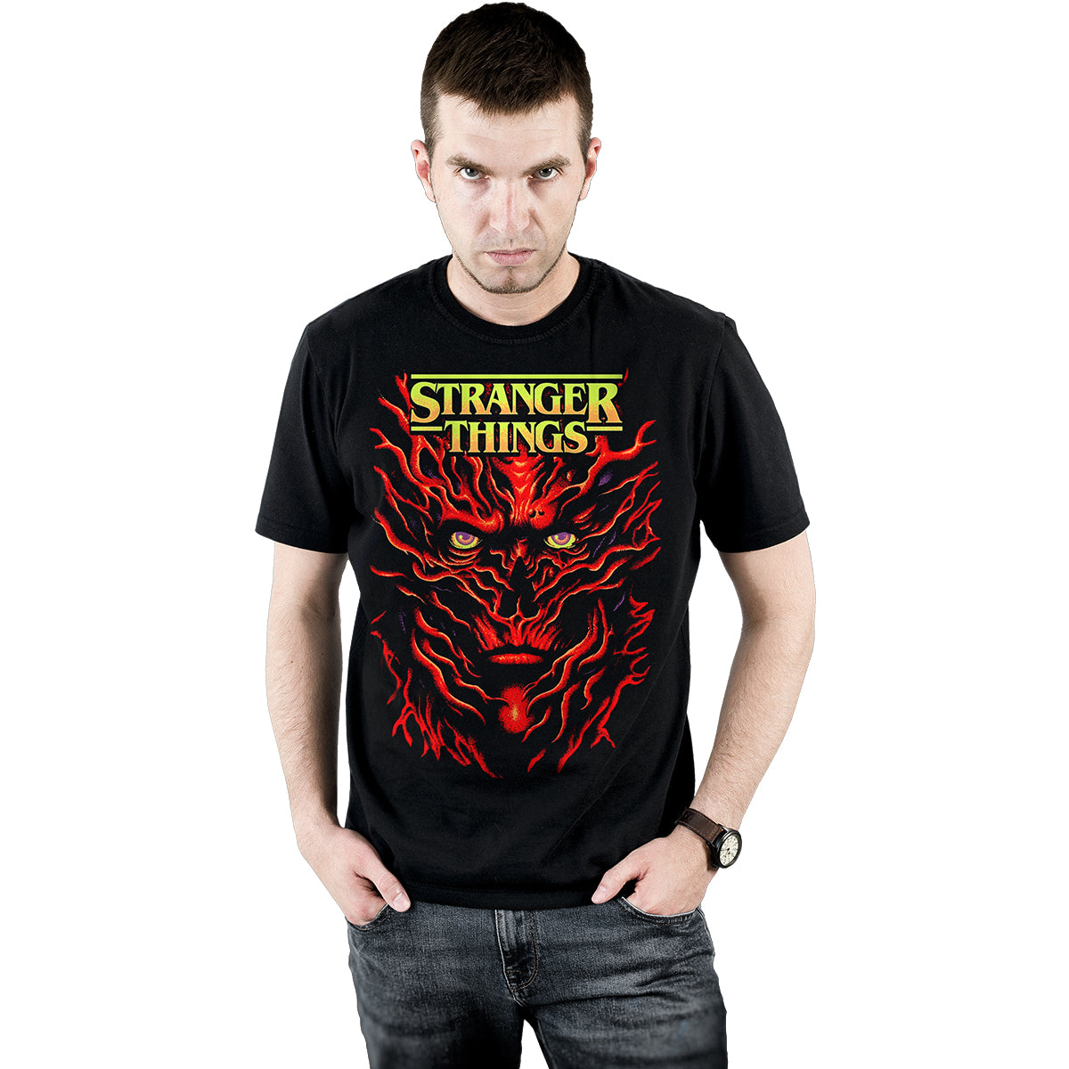 STRANGER THINGS - VECNA POSTERISADA - Camiseta con estampado frontal Negro