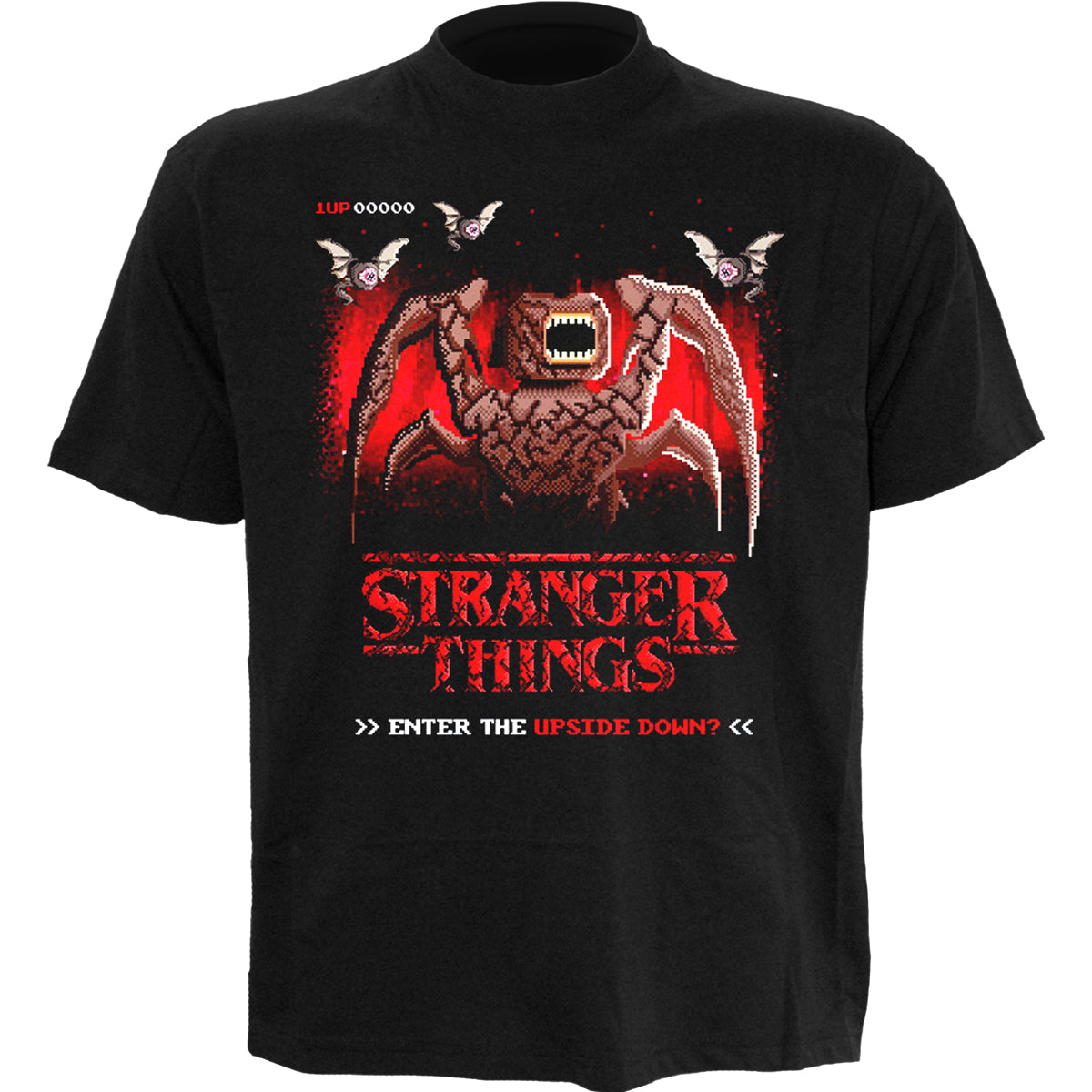 STRANGER THINGS - 8 BIT AL REVÉS - Camiseta con estampado frontal Negro