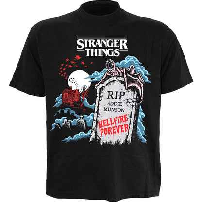 STRANGER THINGS - RIP EDDIE - Camiseta con estampado frontal Negro