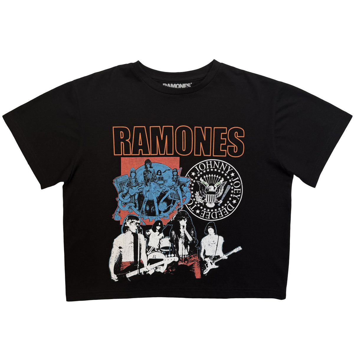 RAMONES - MONTAGE - Ladies Crop Top Black