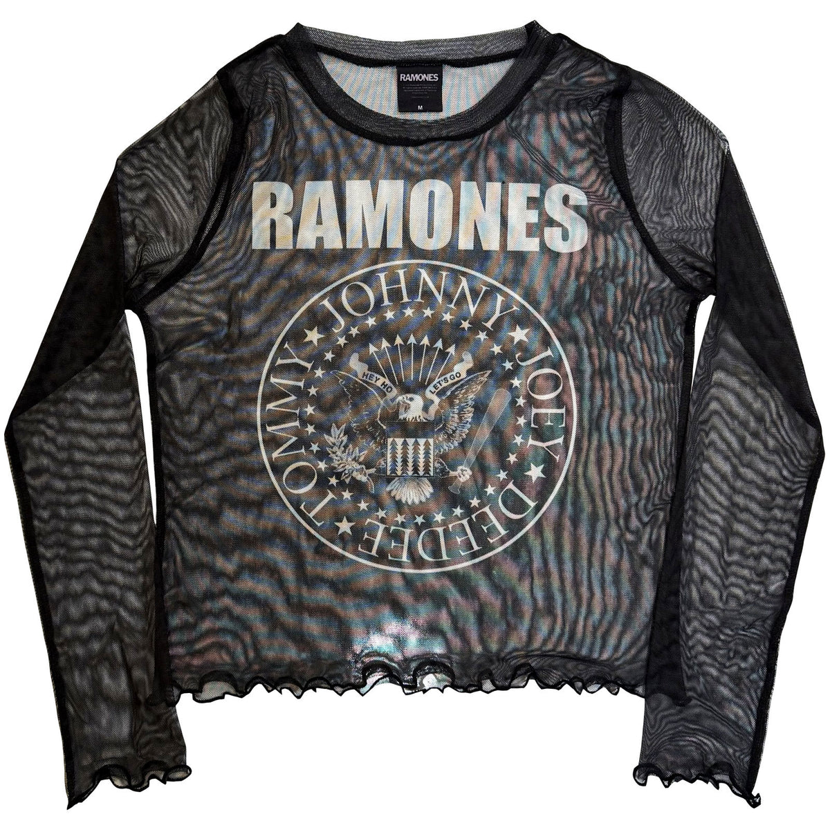 RAMONES - PRESIDENTIAL SEAL - Ladies Long Sleeve Crop Top Black