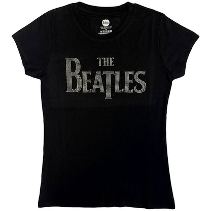 BEATLES, THE - DROP T CRYSTALS - Ladies T-Shirt Black (Embellished)