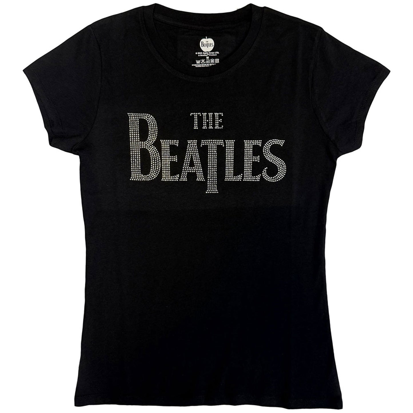 THE BEATLES - DROP T CRYSTALS - Ladies T-Shirt Black (Embellished)