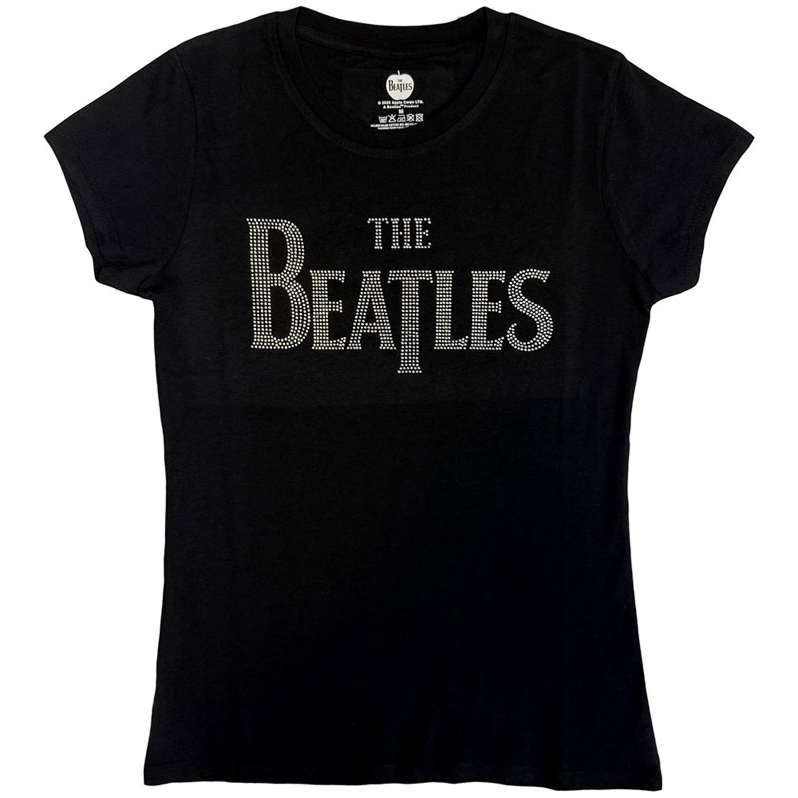 THE BEATLES - DROP T CRYSTALS - Ladies T-Shirt Black (Embellished)