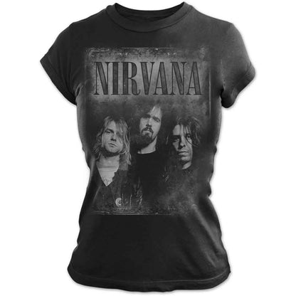 NIRVANA - FADED FACES - Ladies T-Shirt Black