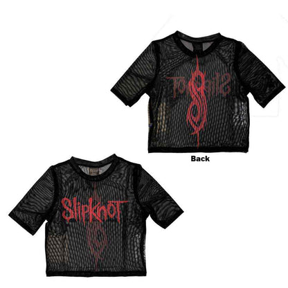 SLIPKNOT - LOGO - Crop Top Black (Back Print & Mesh)