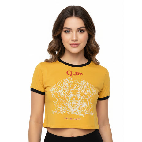 QUEEN - FACE IT ALONE CREST - Crop Top Amarillo
