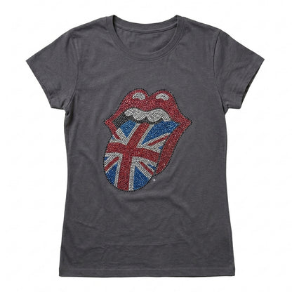THE ROLLING STONES - CLASSIC UK TONGUE - Camiseta de mujer Gris (Embellished)