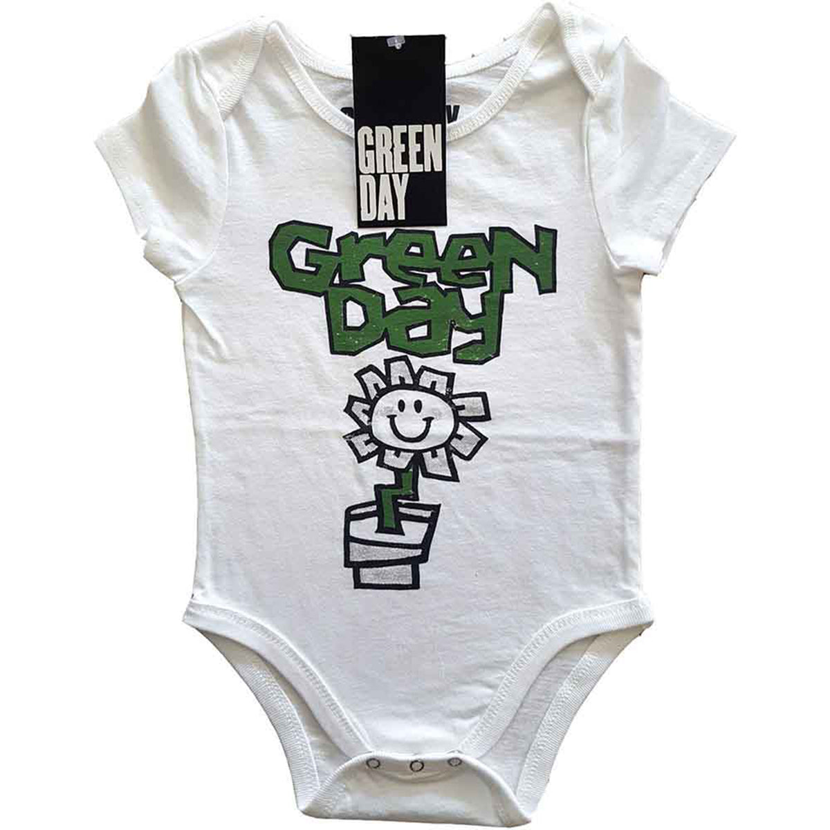 GREEN DAY - FLOWER POT - Baby Grow White