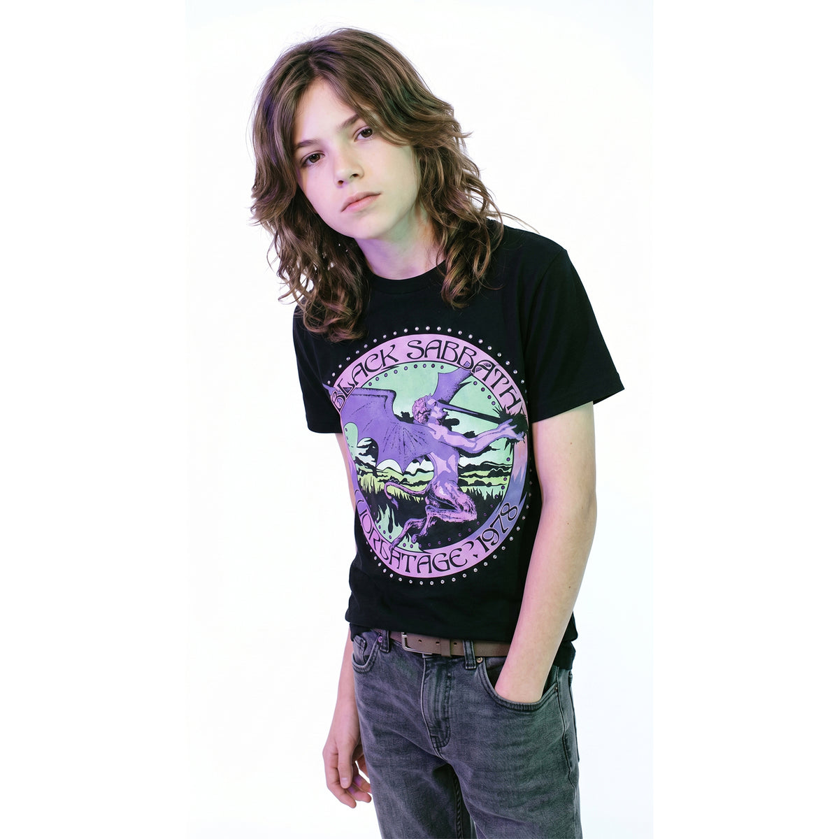 BLACK SABBATH - TOUR '78 - Camiseta para niño Negra (Decorada)