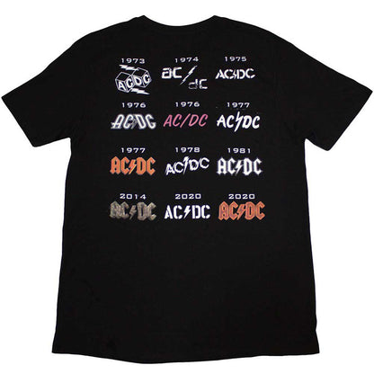 AC/DC - LOGO HISTORY - T-Shirt Black (Back Print)
