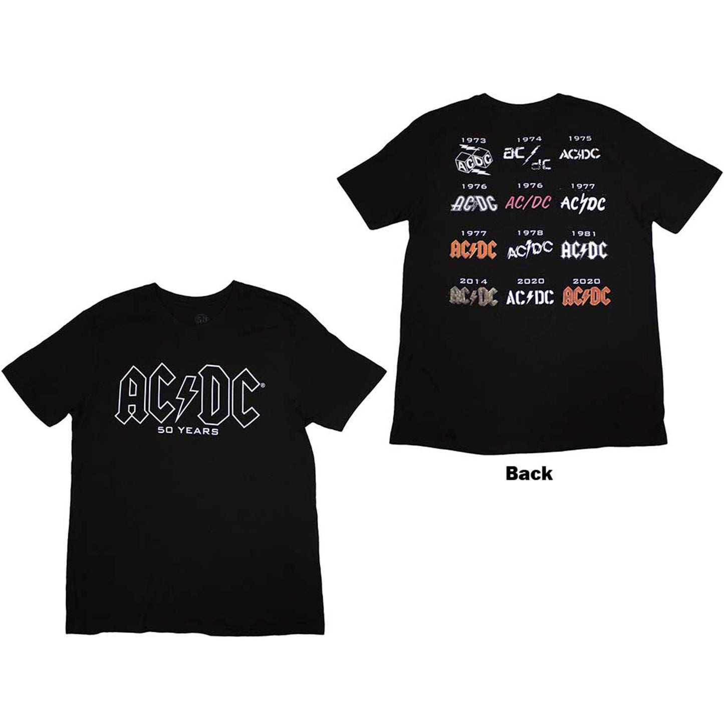 AC/DC - LOGO HISTORY - T-Shirt Black (Back Print)