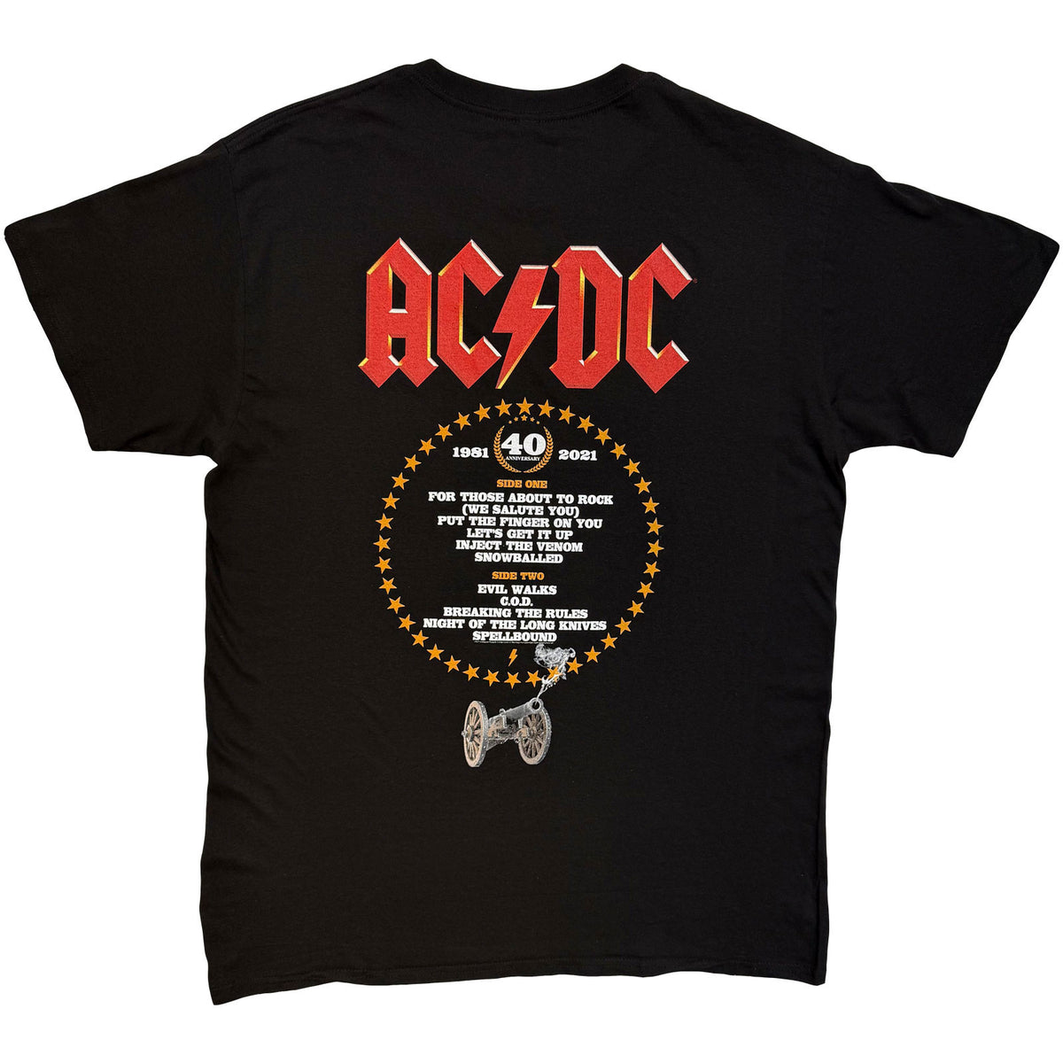 AC/DC - FTATR 40TH FLAMING - T-Shirt Black (Back Print)