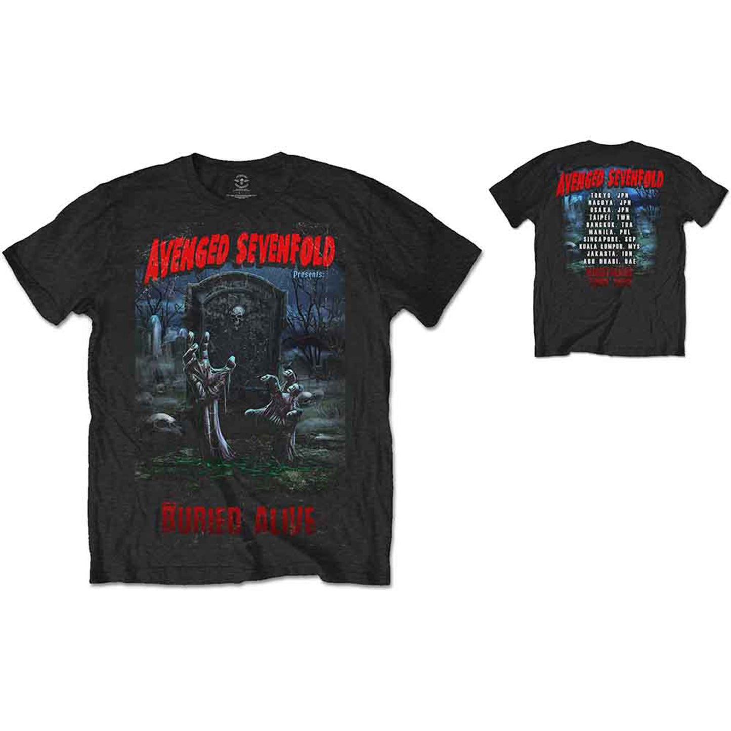 AVENGED SEVENFOLD - BURIED ALIVE TOUR 2012 - T-Shirt Black (Back Print)