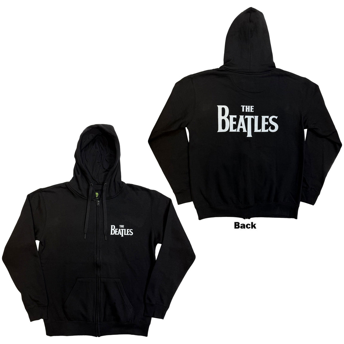BEATLES, THE - DROP T LOGO - Zipped Hoodie Black (Back Print)
