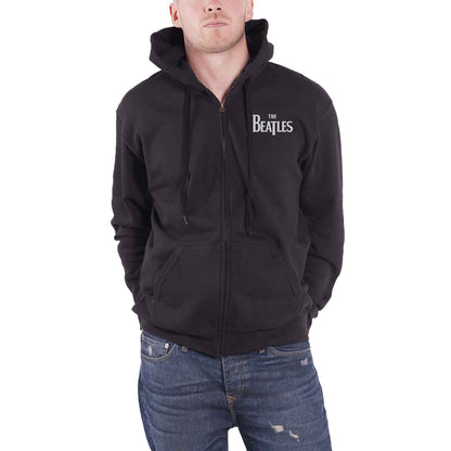 BEATLES, THE - DROP T LOGO - Zipped Hoodie Black (Back Print)