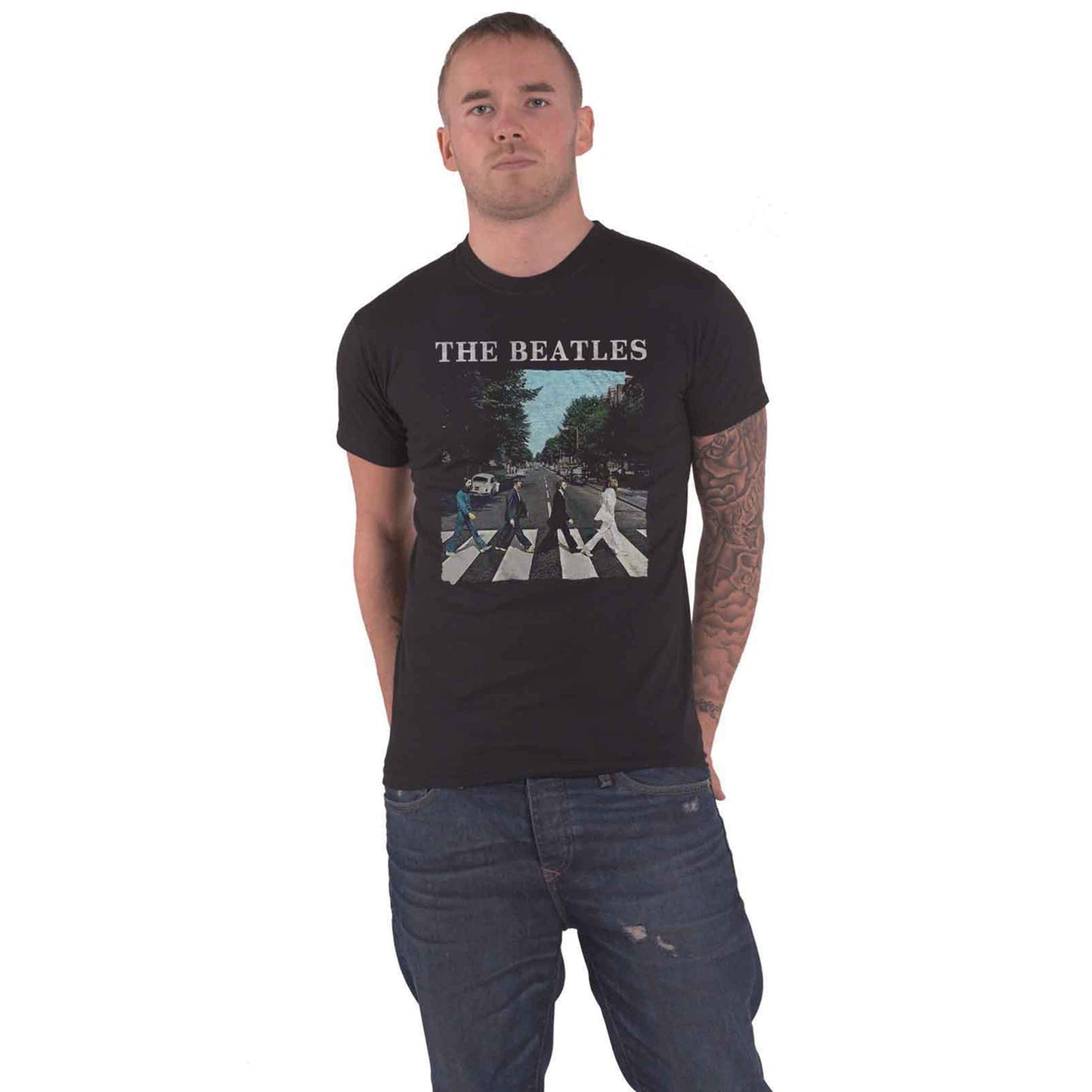 BEATLES, THE - ABBEY ROAD & LOGO - Camiseta Negro