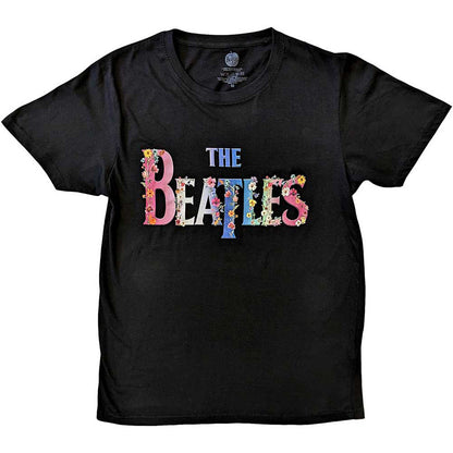 BEATLES, THE - FLORAL LOGO - T-Shirt Black