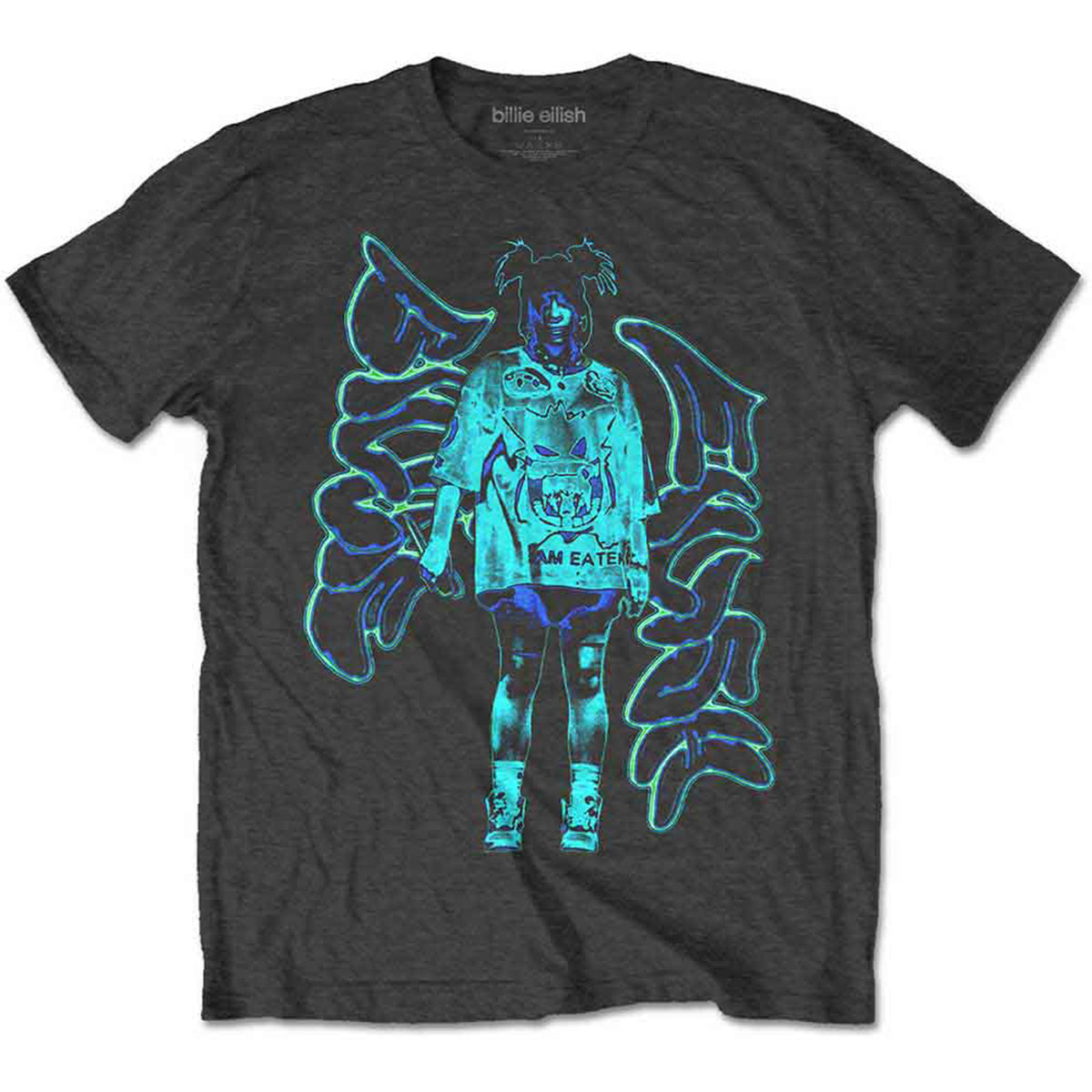 BILLIE EILISH - NEON GRAFFITI LOGO - T-Shirt Grey