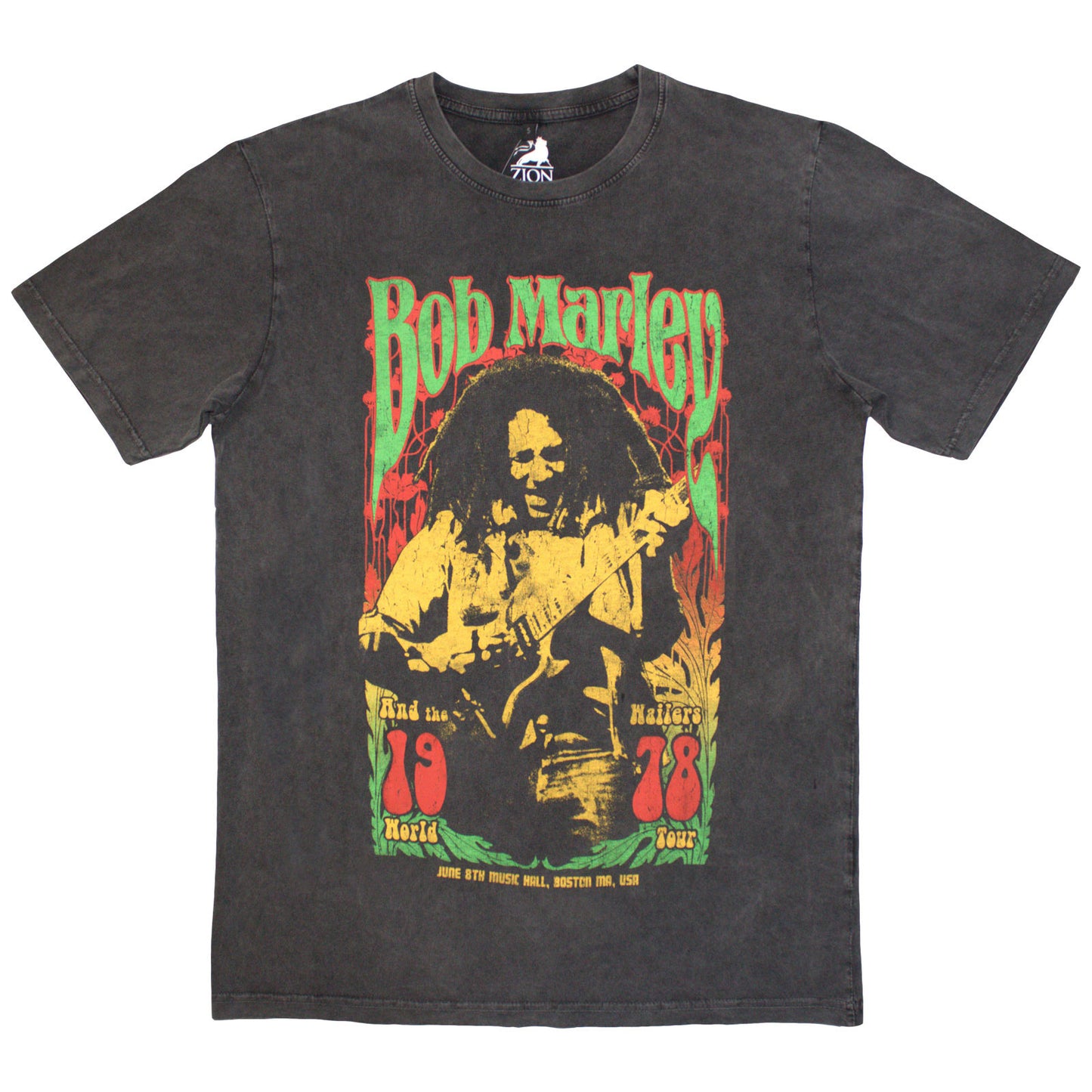 BOB MARLEY - 1978 - Stone Wash T-Shirt Grey