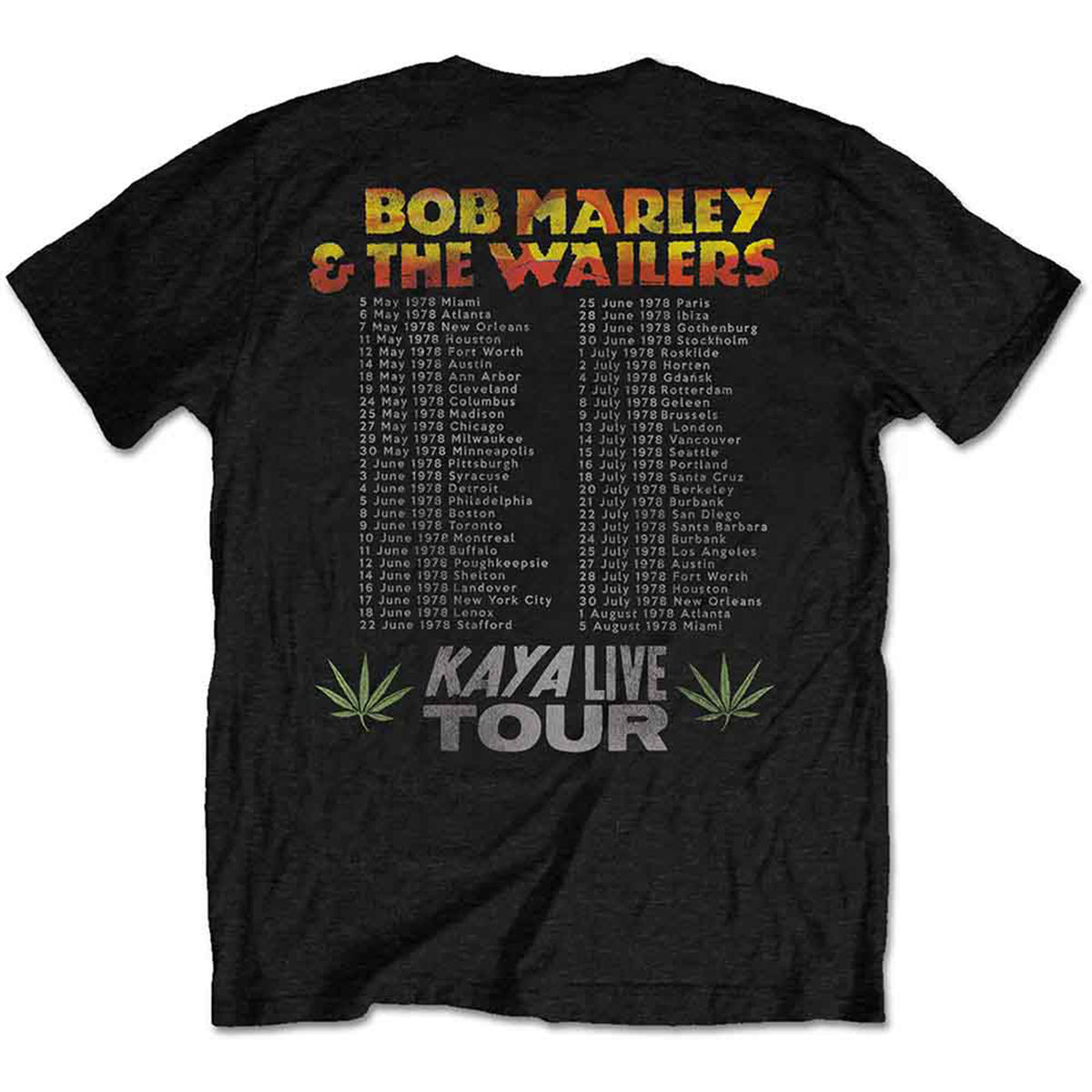 BOB MARLEY - KAYA TOUR - T-Shirt Black (Back Print)