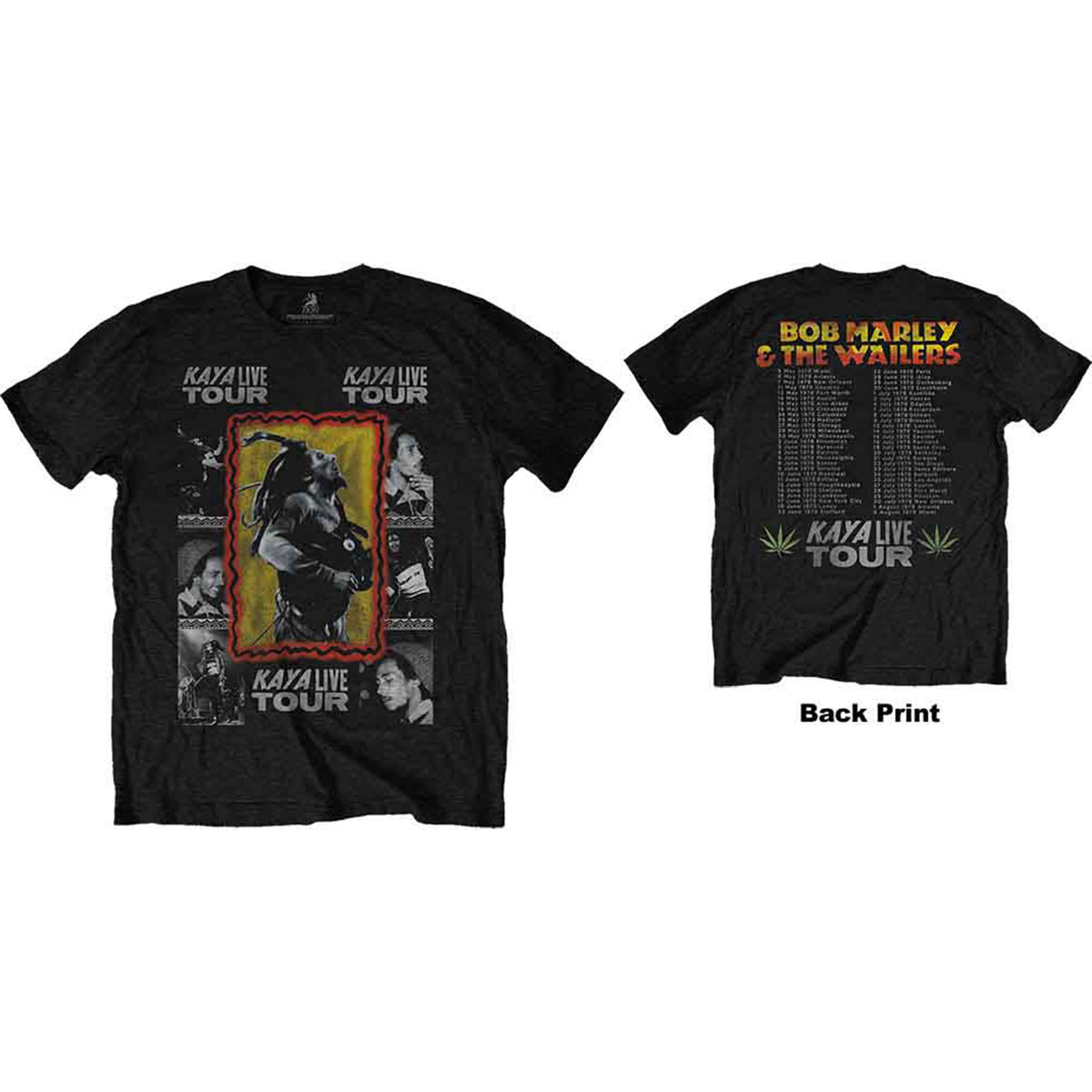 BOB MARLEY - KAYA TOUR - T-Shirt Black (Back Print)