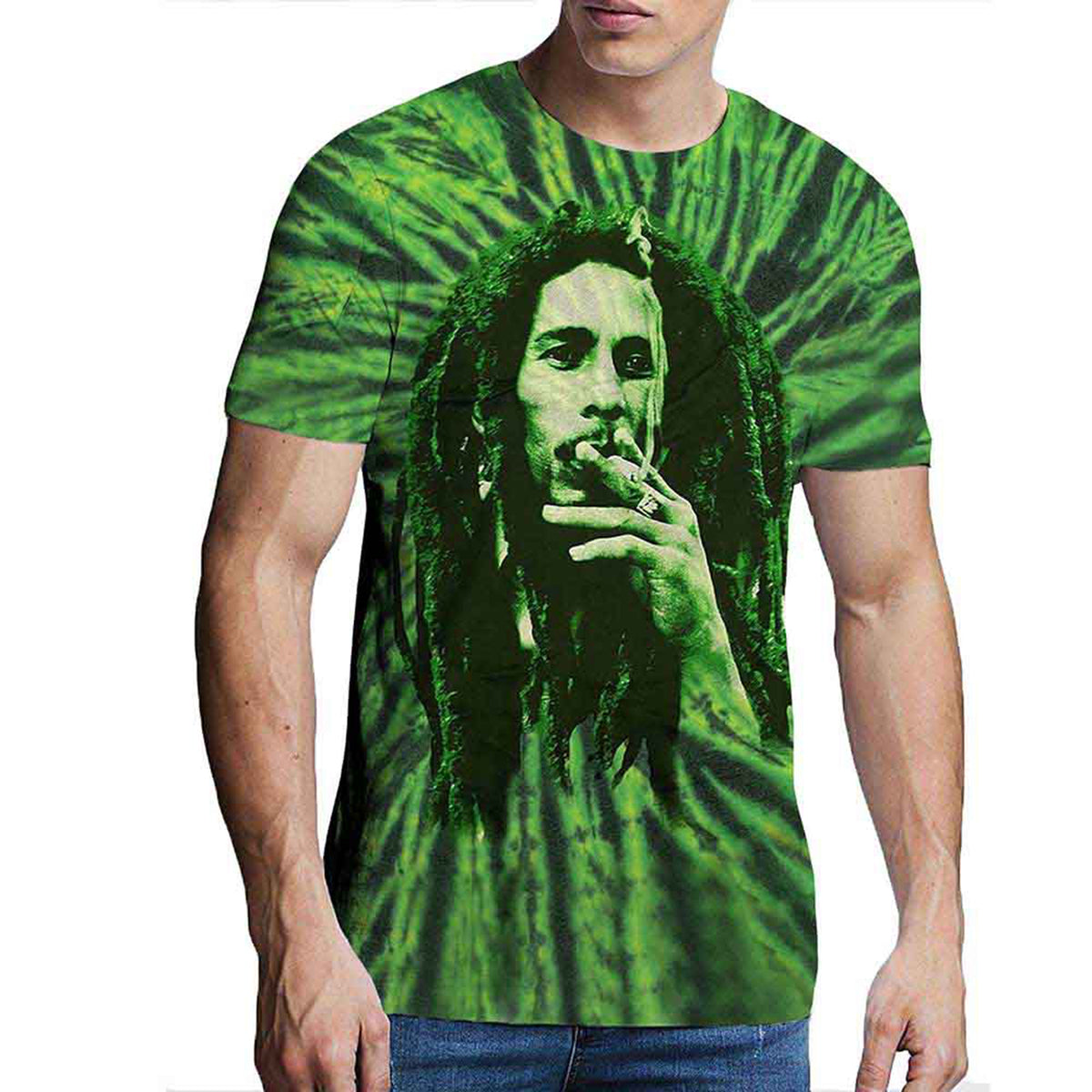 BOB MARLEY - SMOKE - T-Shirt Green (Wash Collection)