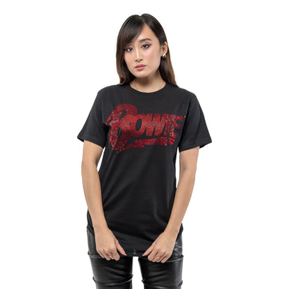DAVID BOWIE - LOGO - T-Shirt Black (Embellished)