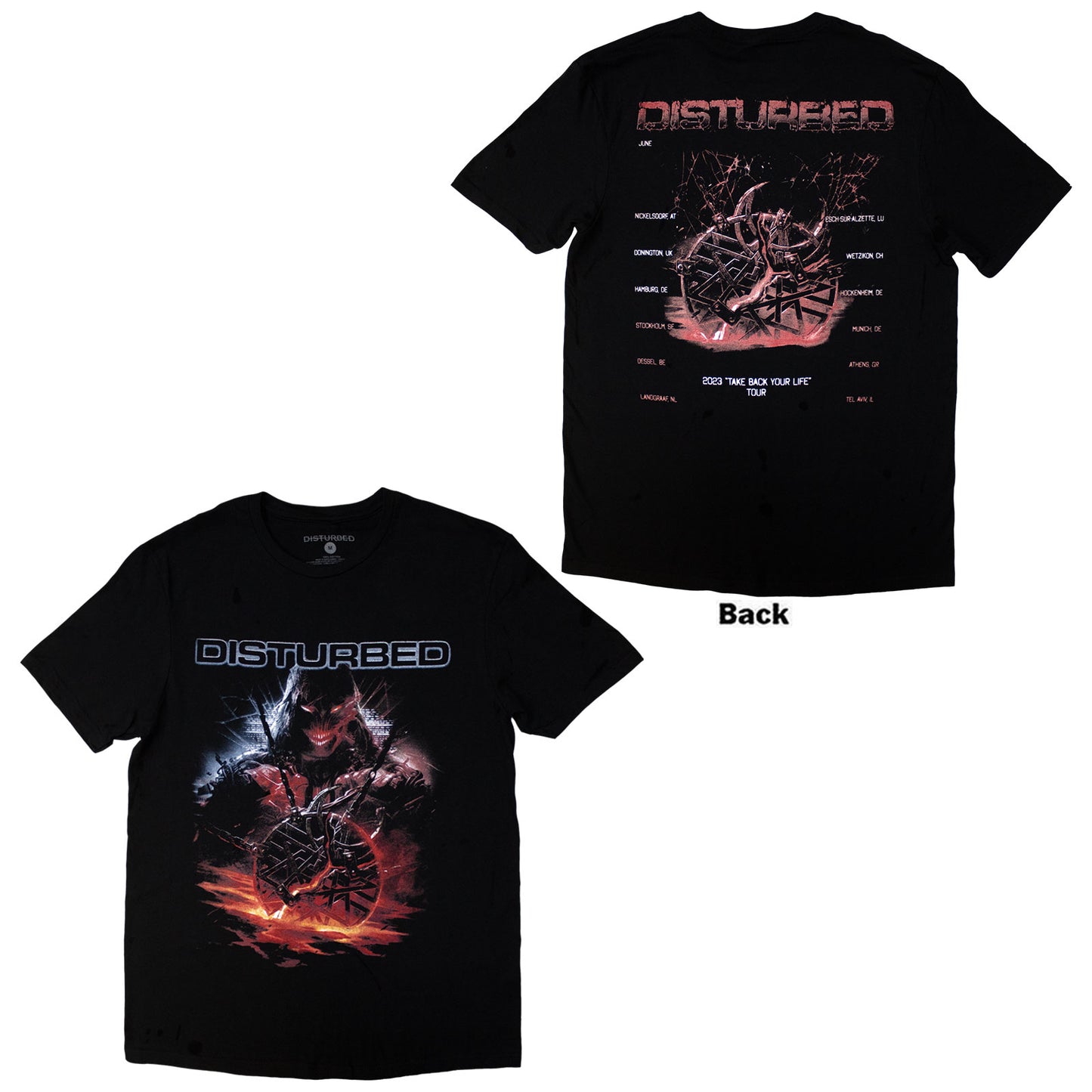 DISTURBED - EUROPEAN TOUR '23 MEDALLION - T-Shirt Black (Back Print & Ex-Tour)